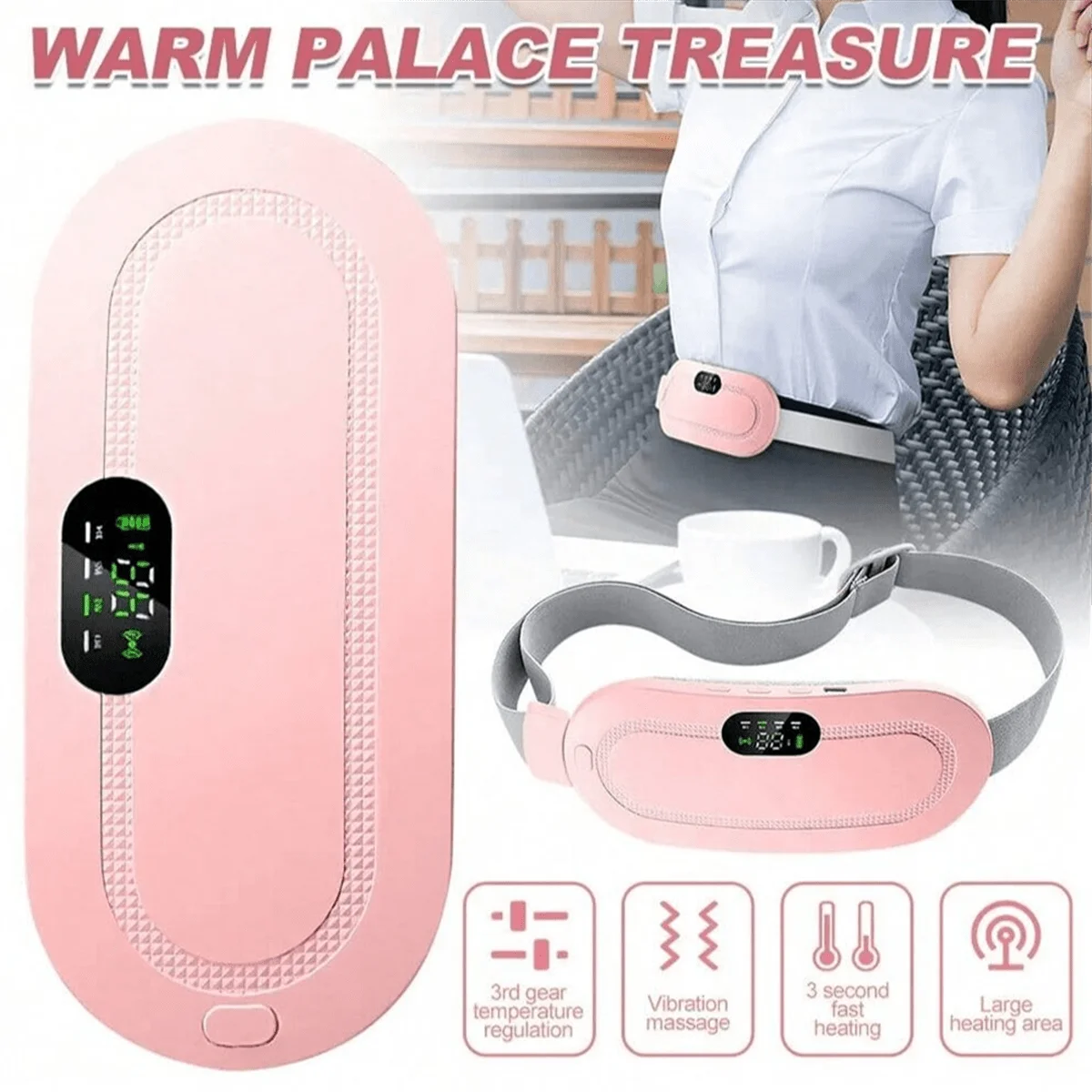 Heatroo ProBelt: rechargeable heated waist massager for menstrual relief